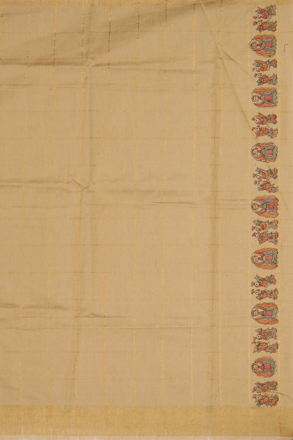 Image of Madhubani Tussar Silk Beige Saree